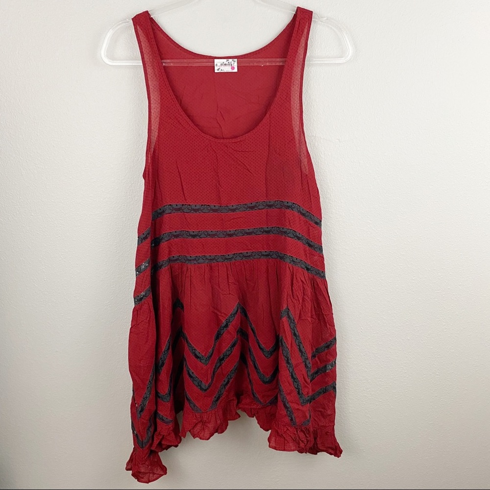 Free People • Red Voile Lace Slip Dress - Picture 1 of 5